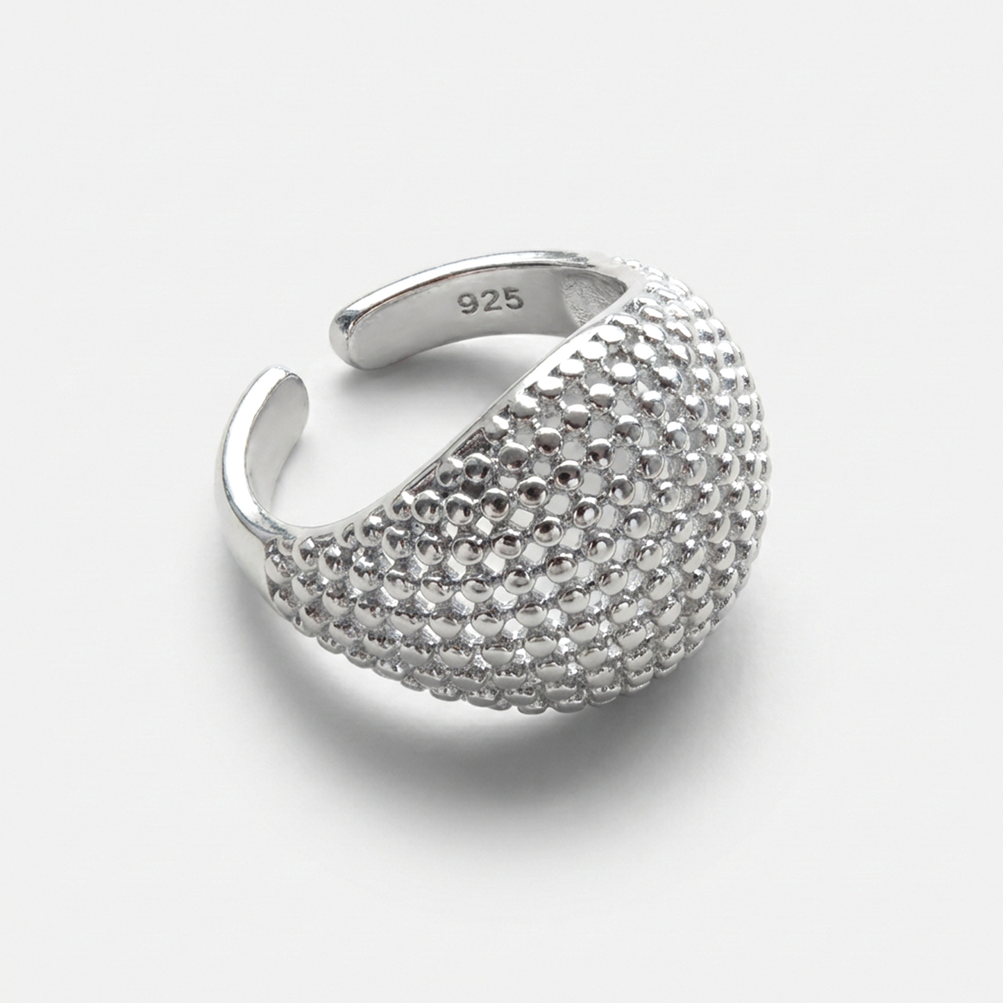 925 sterling silver textured statement ring bold dome design close up