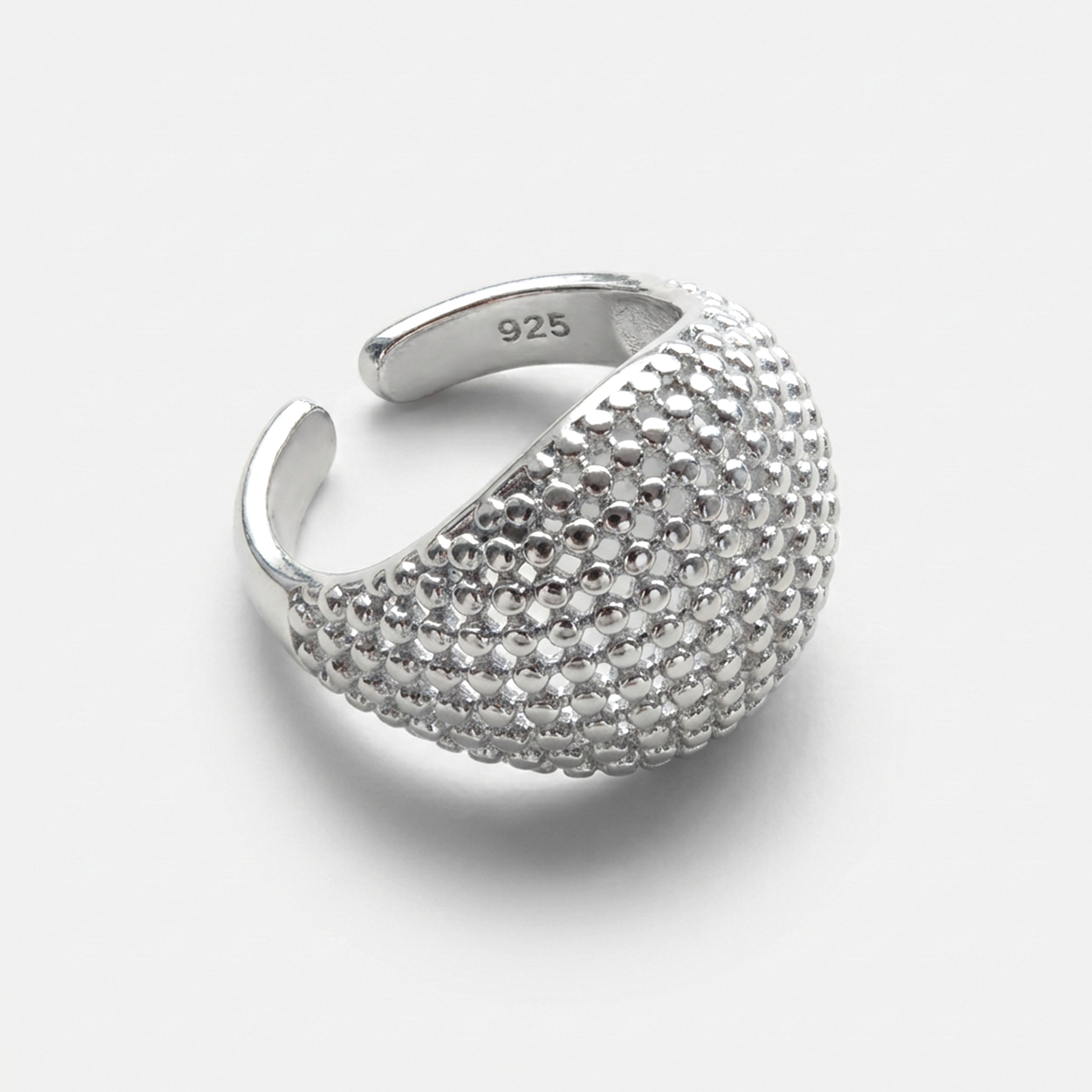 925 sterling silver textured statement ring bold dome design close up