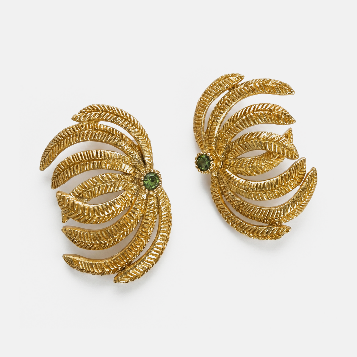 Statement leaf earrings in 22K gold plating