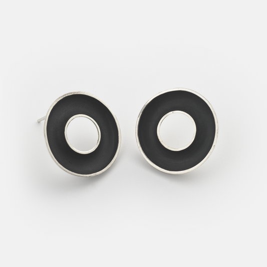 Orbis Medium Sterling Silver Stud Earrings | Contemporary Designer Jewellery