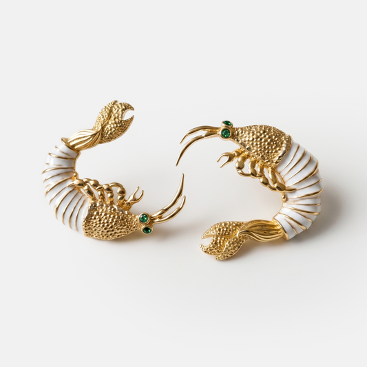 Ocean Inspired Shrimp Gold Hoop Earrings
