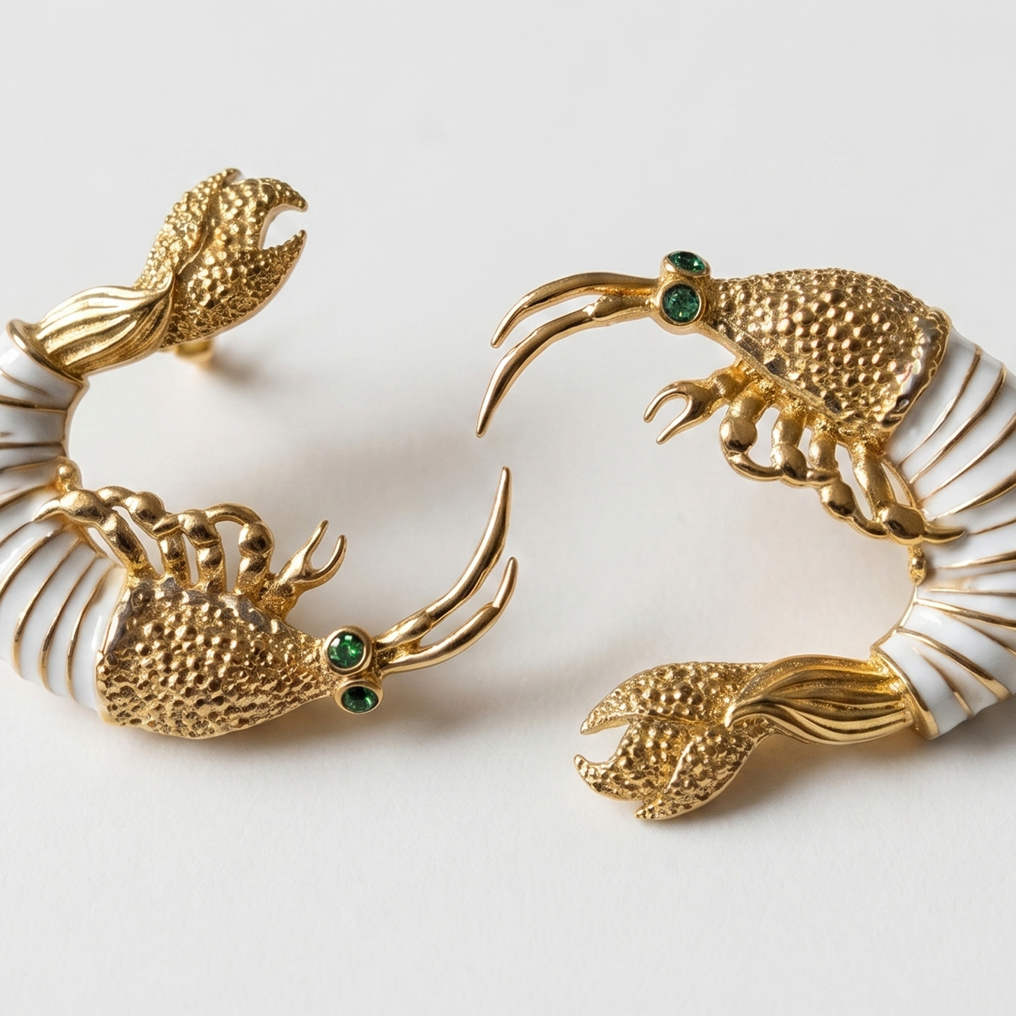 Ocean Inspired Shrimp Gold Hoop Earrings