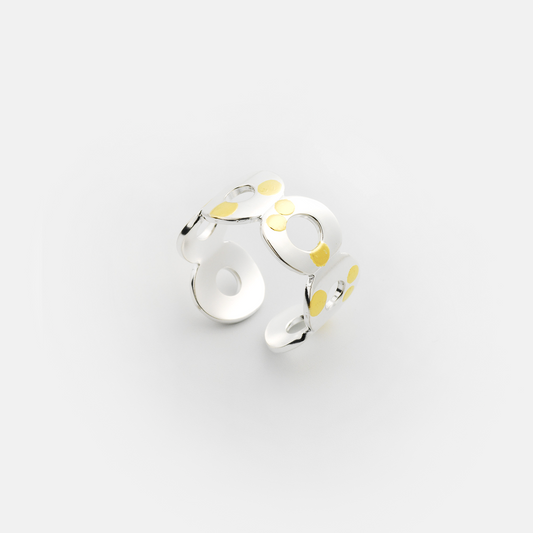 Kairoi Ring by Isabella Bedford handcrafted in sterling silver with 24ct gold Keum-boo detailing