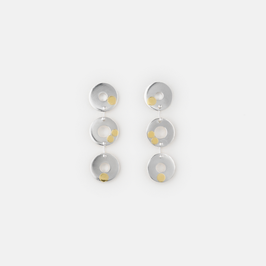 Kairoi Trio Drop Earrings | Sterling Silver & 24ct Gold