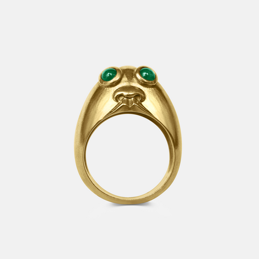 Baby’s Got Green Eyes Ring in 18ct Gold with Emeralds by Charlotte Le Hardy