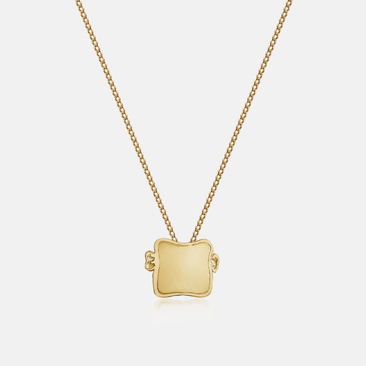 Toast Medal Pendant Necklace in recycled gold inspired by a slice of toast