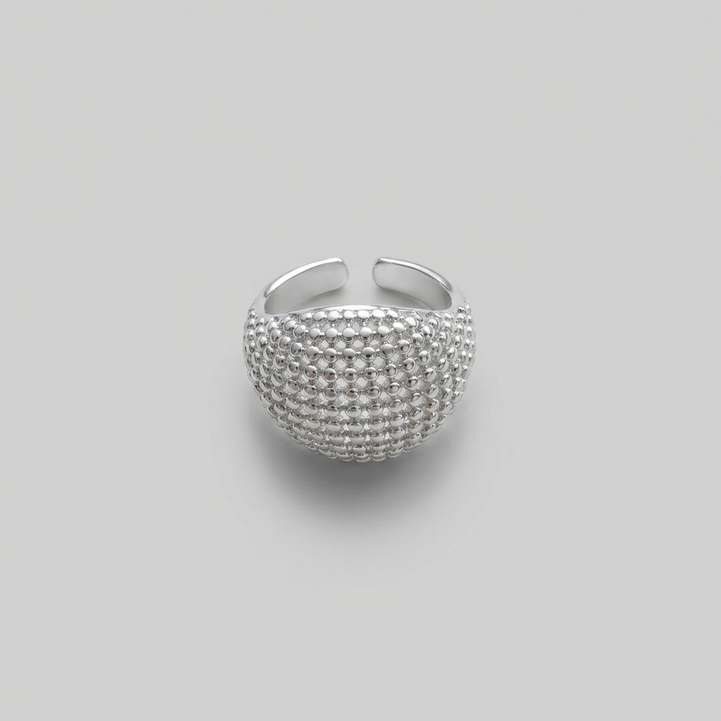 sterling silver dome ring textured surface modern statement jewellery
